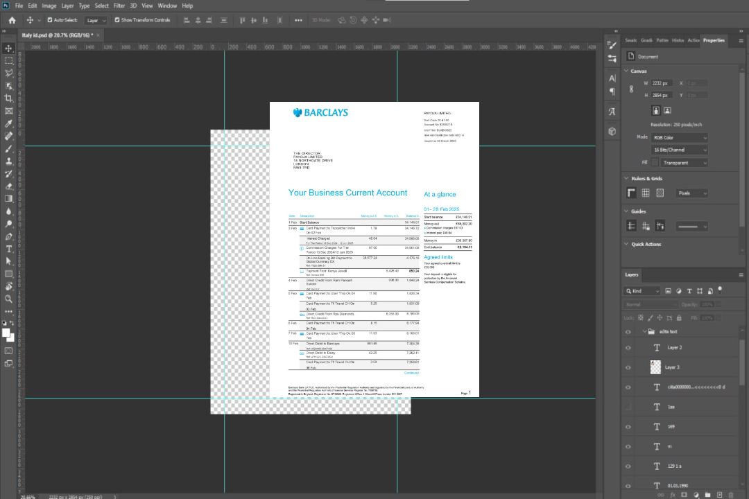Modèle de relevé bancaire Barclays du Royaume-Uni en pages PSD 6 template